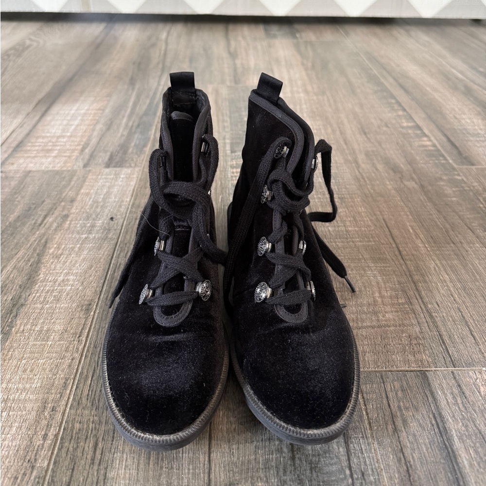 Black Nine West Velvet Boots